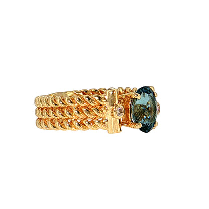 1.12 Oval Santa Maria Aquamarine Cocktail Ring 14k