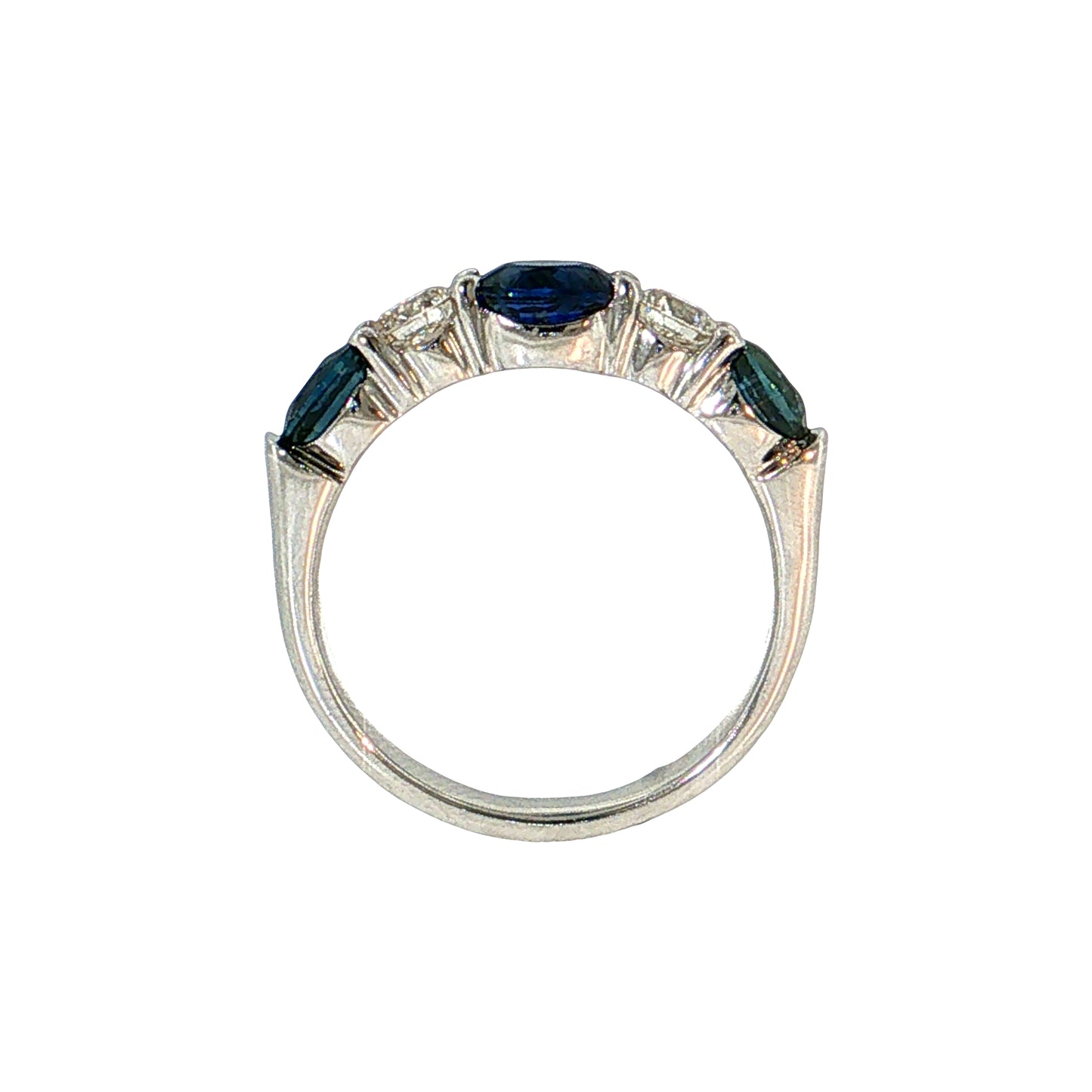 1.89 Sapphire Five Stone Ring 18k White Gold & Platinum