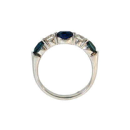 1.89 Sapphire Five Stone Ring 18k White Gold & Platinum