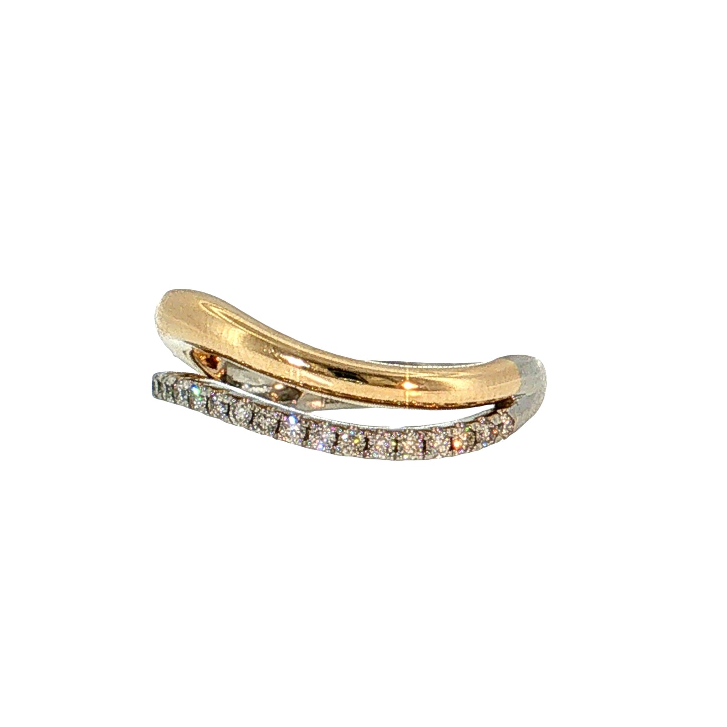 .22 Diamond Wave Stacking Ring 14k & Platinum