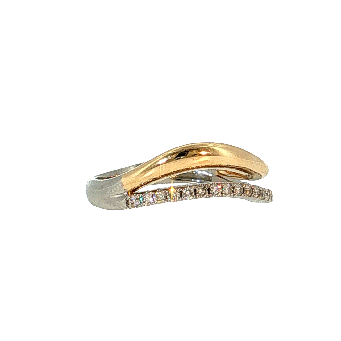 .22 Diamond Wave Stacking Ring 14k & Platinum