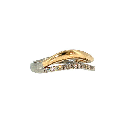 .22 Diamond Wave Stacking Ring 14k & Platinum