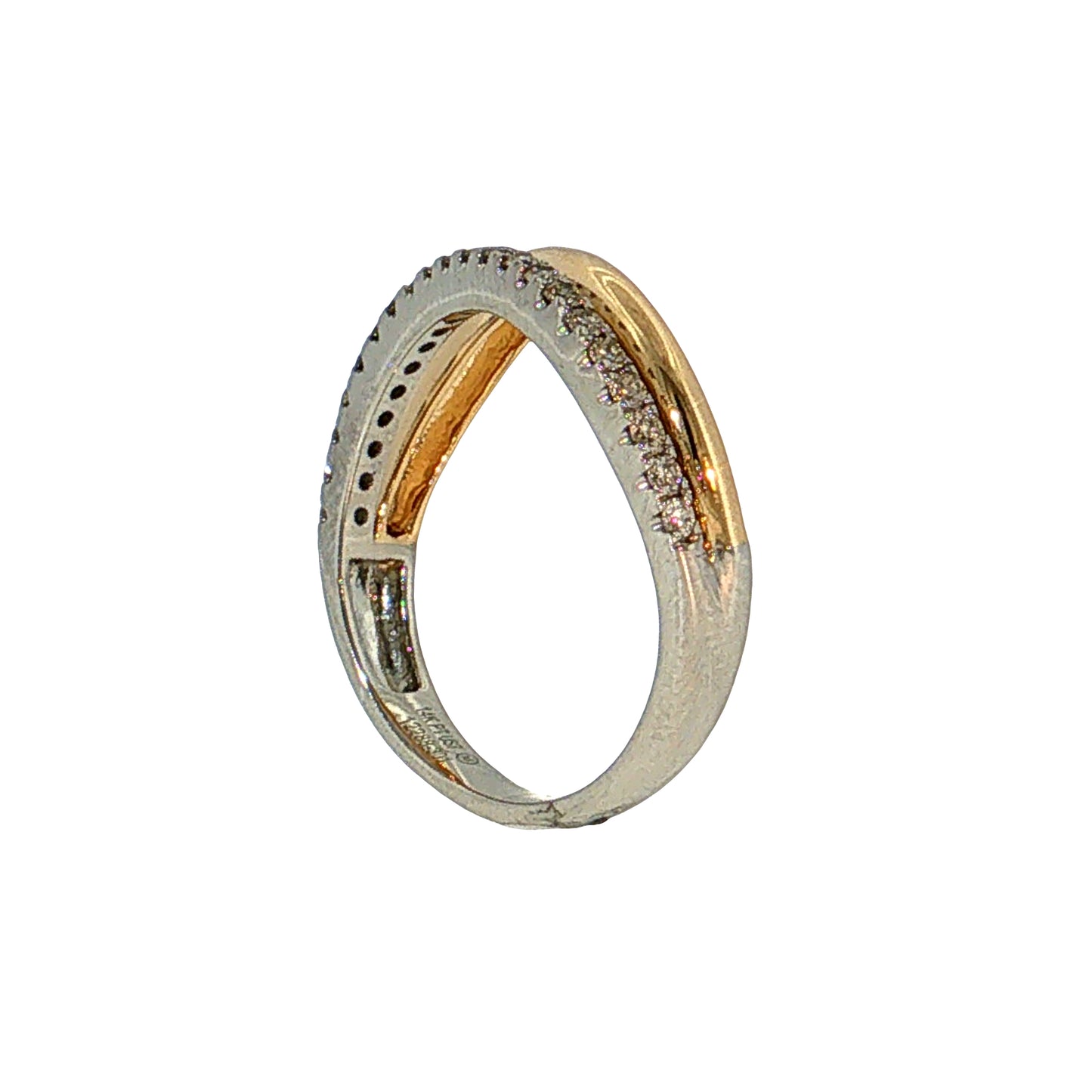 .22 Diamond Wave Stacking Ring 14k & Platinum