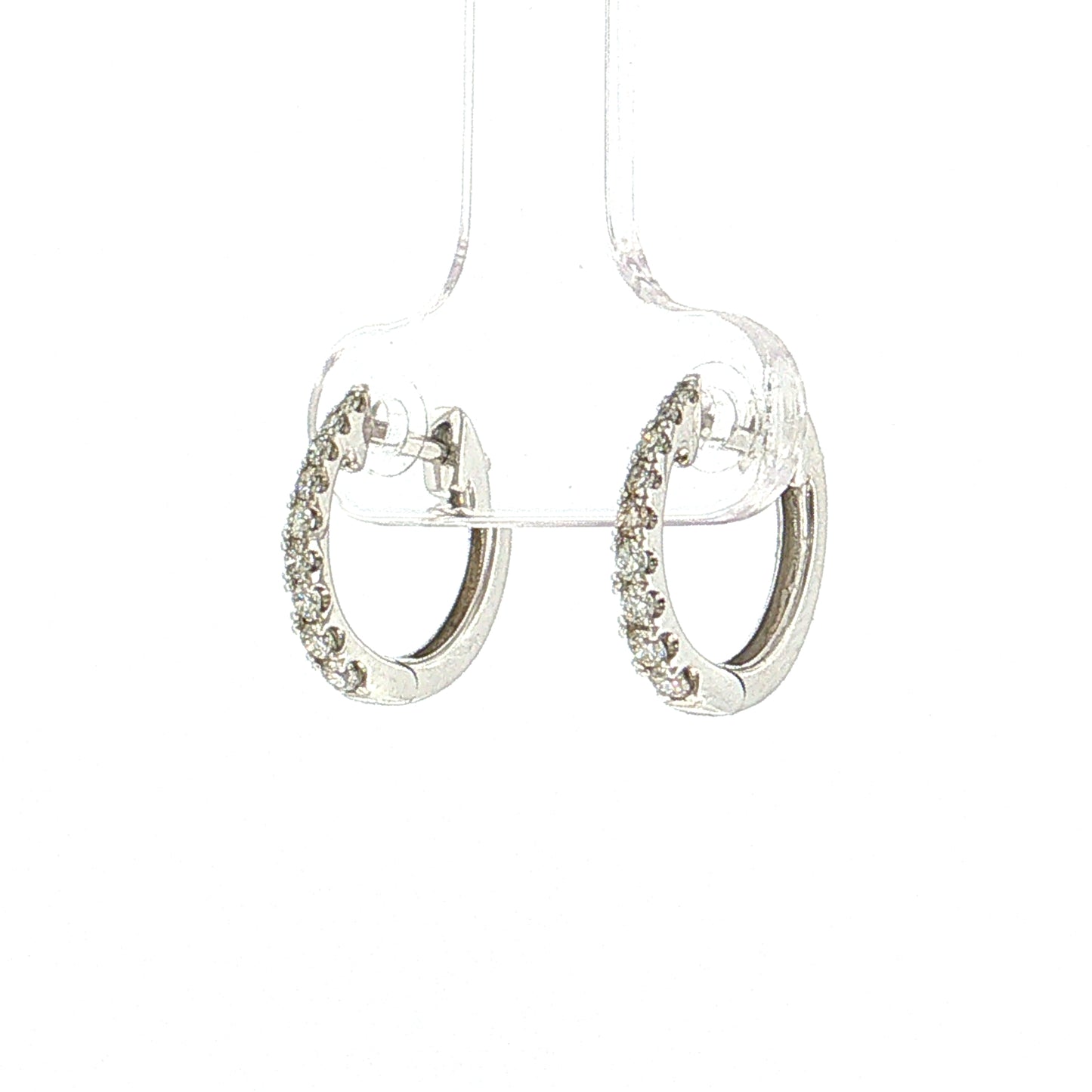 .20 Graduated Diamond Hoop Earrings 14k White Gold