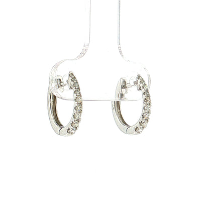 .20 Graduated Diamond Hoop Earrings 14k White Gold
