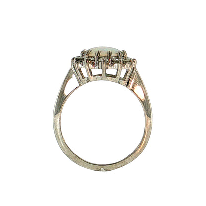 .97 Cabochon Opal Cocktail Ring 14K White Gold