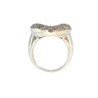 1.76 Pave Diamond Heart Cocktail Ring 14k White Gold