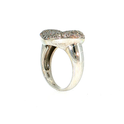 1.76 Pave Diamond Heart Cocktail Ring 14k White Gold