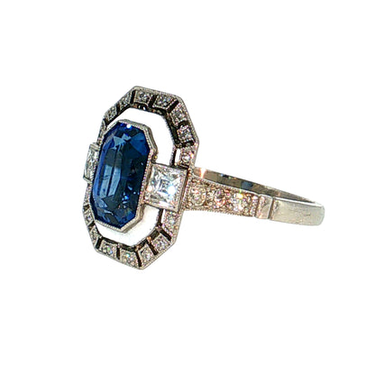 3.05 Cushion Sapphire & Diamond Cocktail Ring Platinum