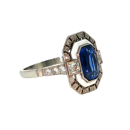 3.05 Cushion Sapphire & Diamond Cocktail Ring Platinum
