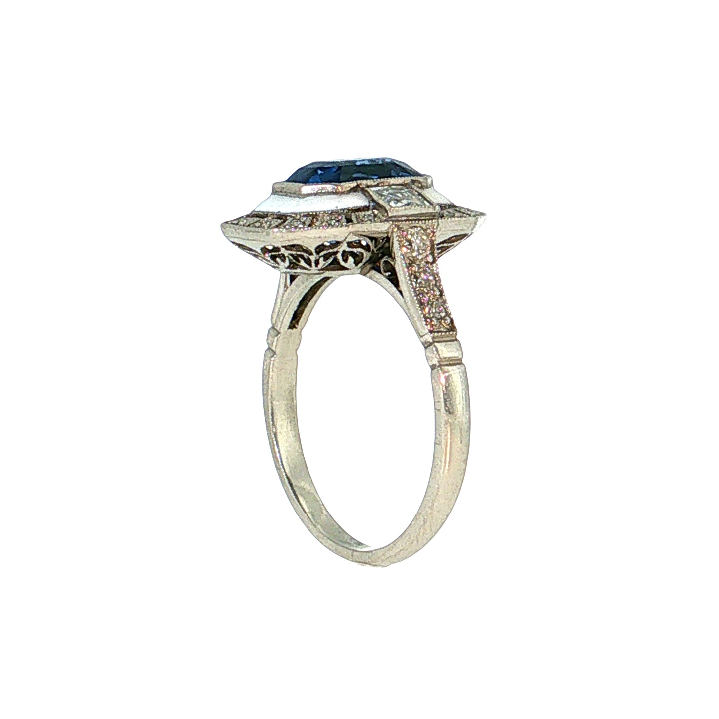 3.05 Cushion Sapphire & Diamond Cocktail Ring Platinum