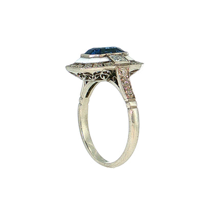 3.05 Cushion Sapphire & Diamond Cocktail Ring Platinum