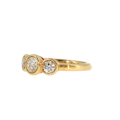 .76 Three Stone Diamond Engagement Ring 14k Yellow Gold