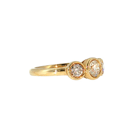 .76 Three Stone Diamond Engagement Ring 14k Yellow Gold
