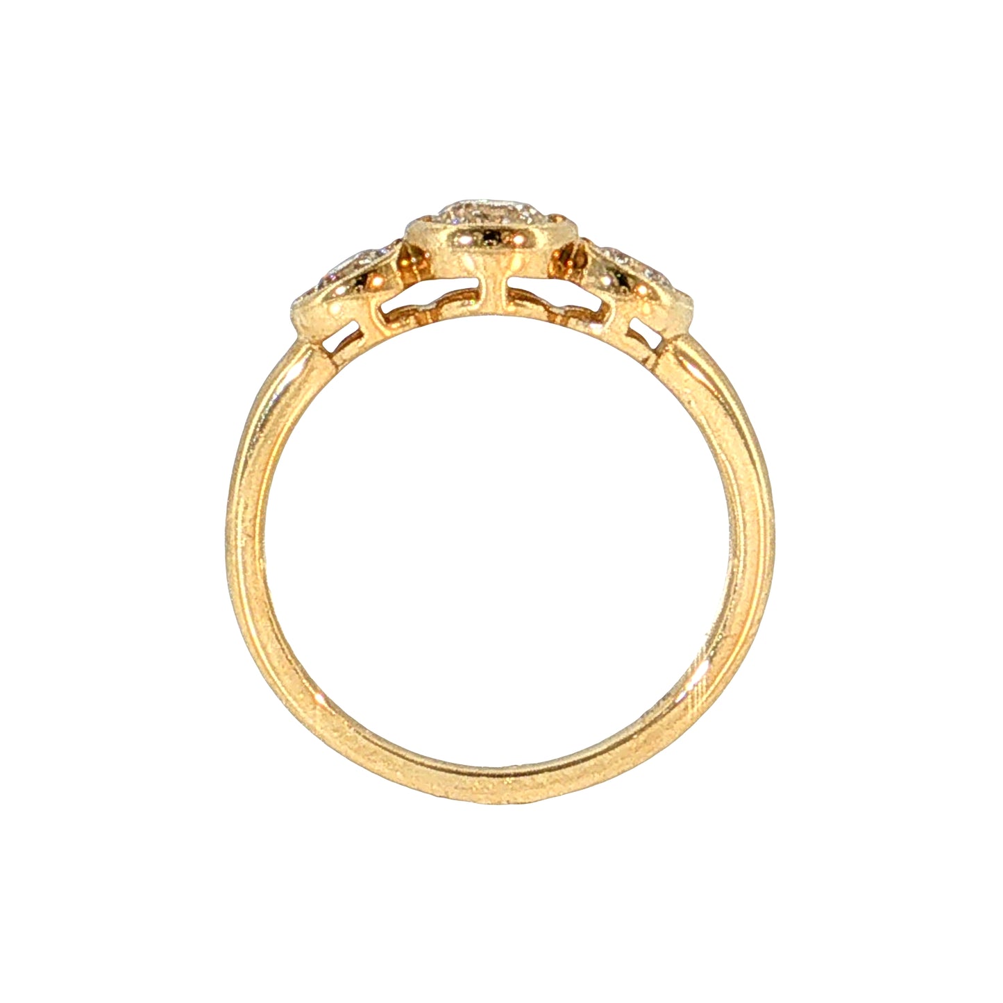 .76 Three Stone Diamond Engagement Ring 14k Yellow Gold
