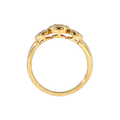 .76 Three Stone Diamond Engagement Ring 14k Yellow Gold