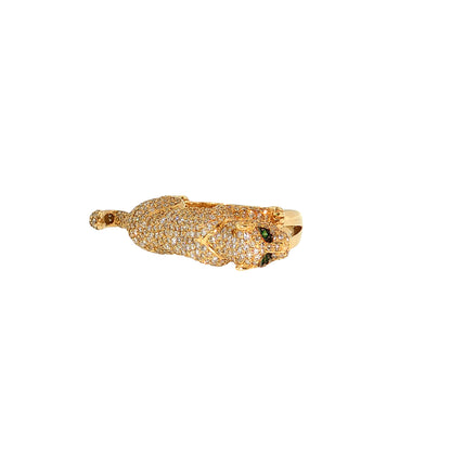 2.15 Pave Diamond Emerald Panther Ring 14k