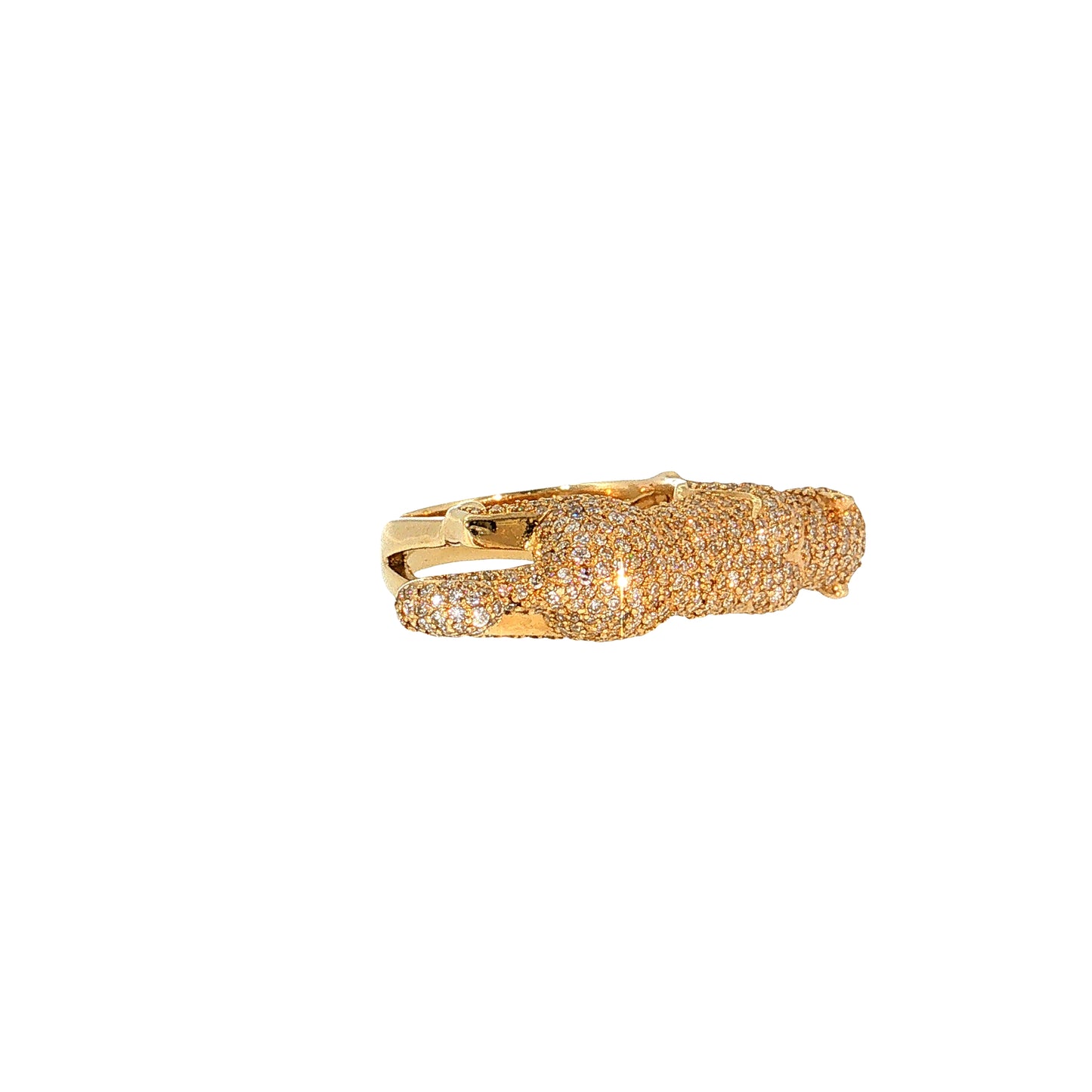 2.15 Pave Diamond Emerald Panther Ring 14k