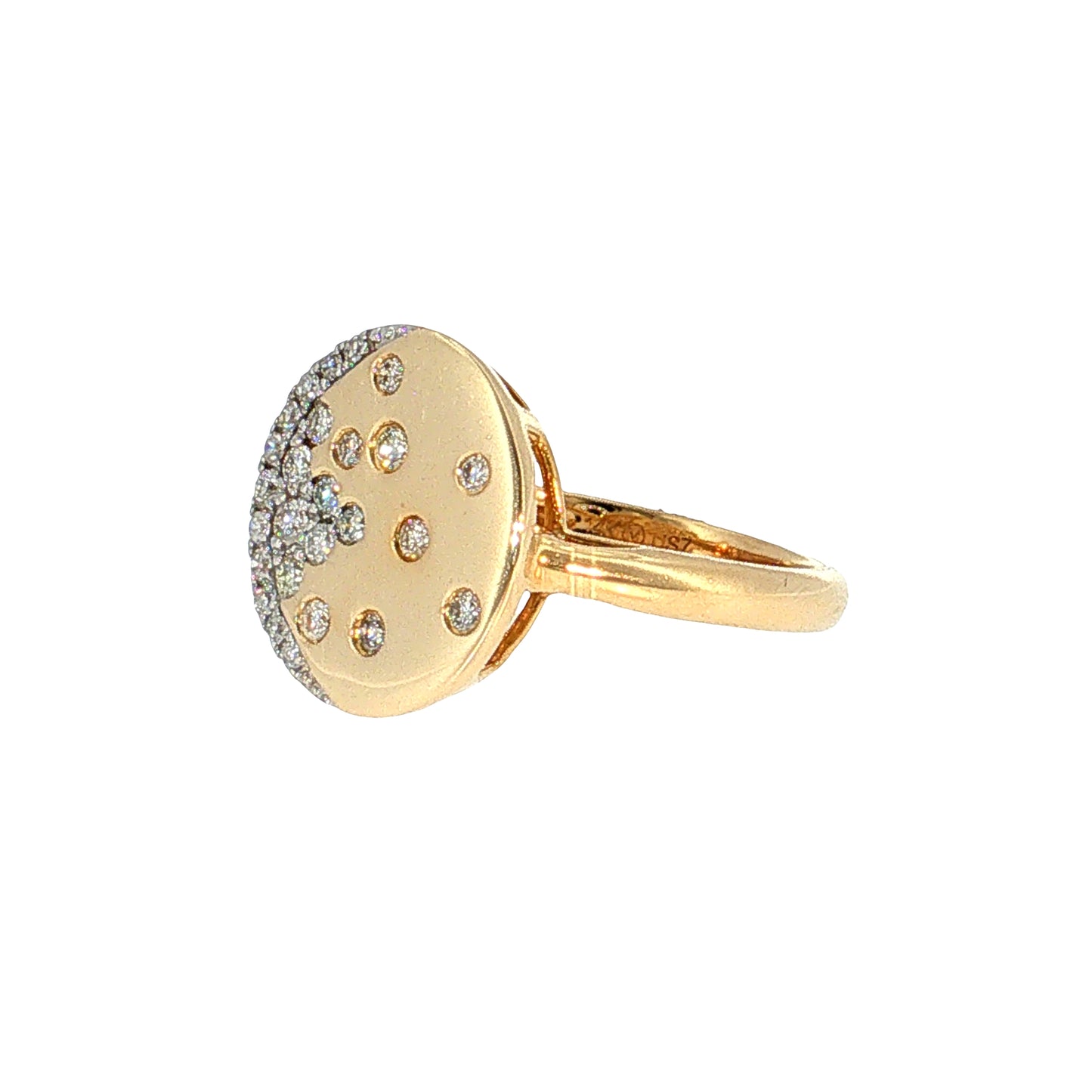Celestial Diamond Moon & Stars Cocktail Ring 14k