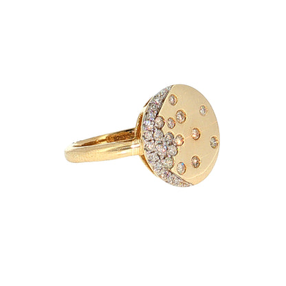 Celestial Diamond Moon & Stars Cocktail Ring 14k