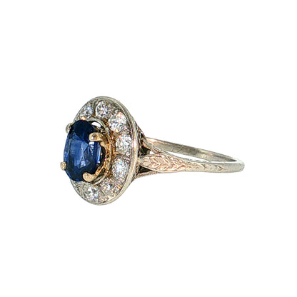 1.26 Antique Art Deco Sapphire Engagement Ring Platinum