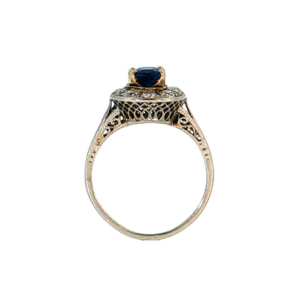 1.26 Antique Art Deco Sapphire Engagement Ring Platinum
