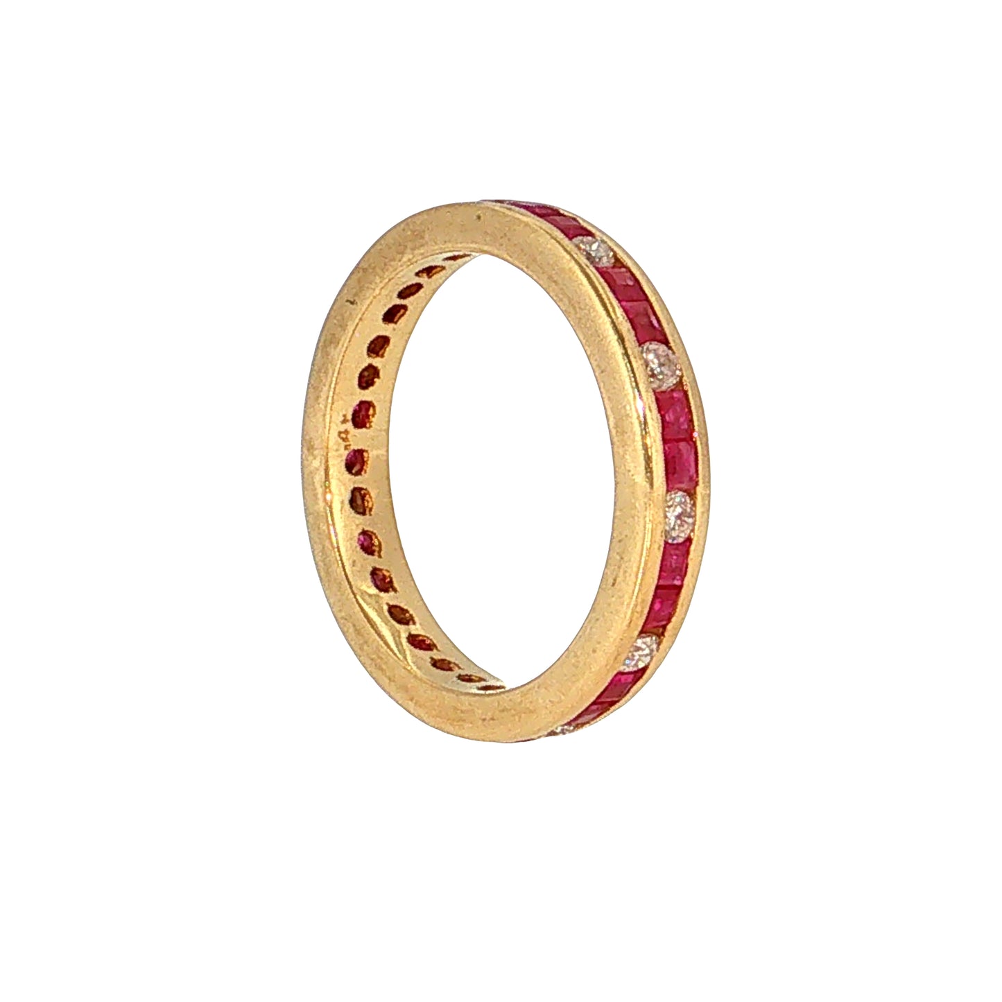 1.16 Ruby & Diamond Eternity Wedding Band 14k Yellow Gold