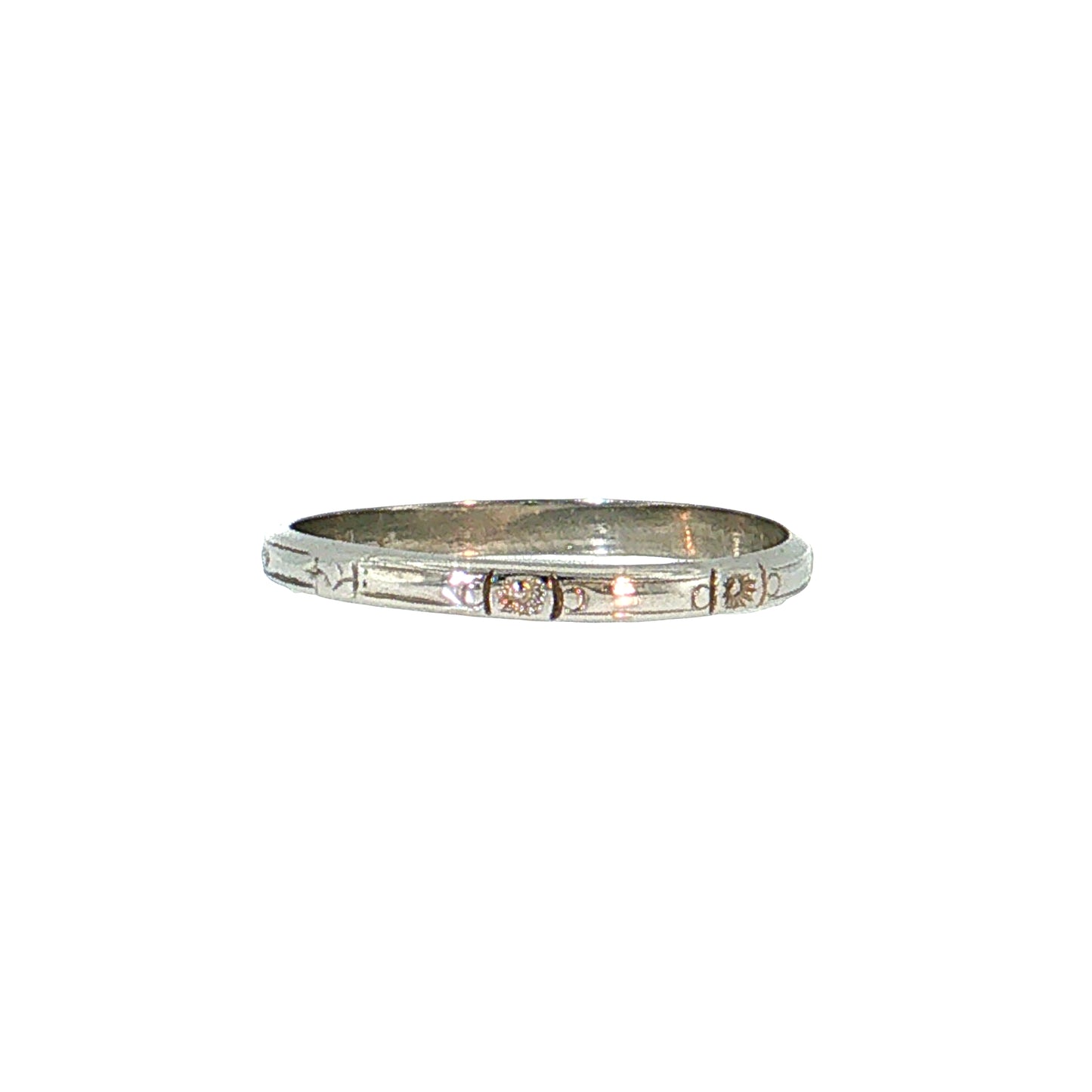 Antique Art Deco Orange Blossom Wedding Band 18k