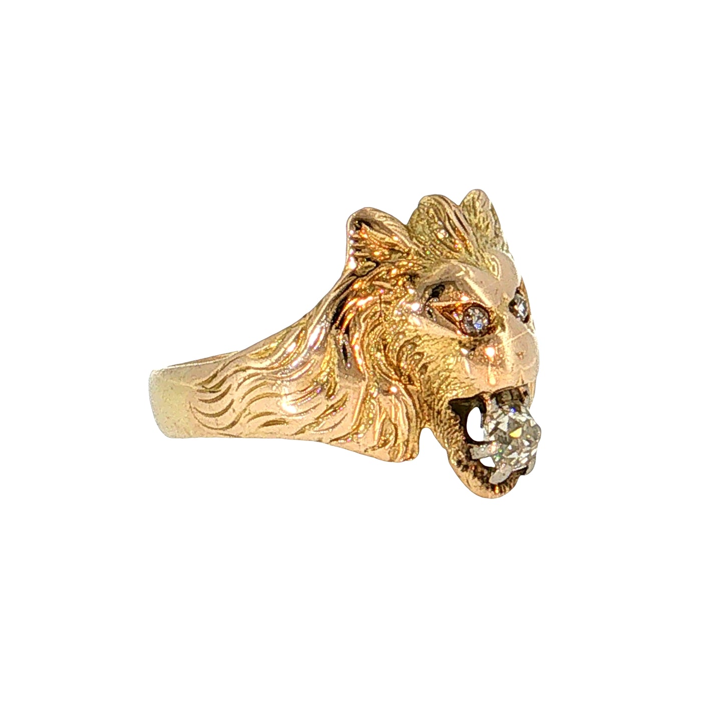 .36 Antique Victorian Diamond Lion Cocktail Ring 14k