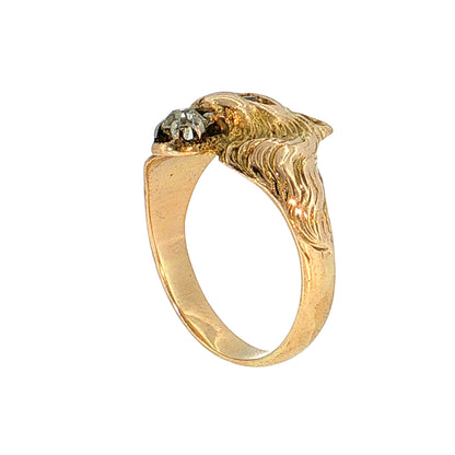 .36 Antique Victorian Diamond Lion Cocktail Ring 14k