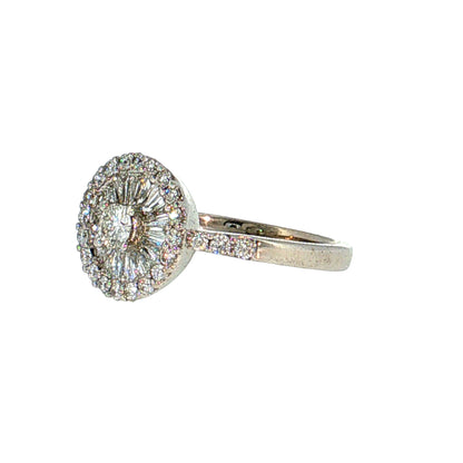 .93 Diamond Ballerina Halo Cocktail Ring 18K White Gold