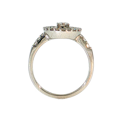 .93 Diamond Ballerina Halo Cocktail Ring 18K White Gold