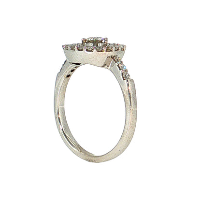 .93 Diamond Ballerina Halo Cocktail Ring 18K White Gold
