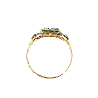 1.65 Antique Art Deco Aquamarine Cocktail Ring 14k
