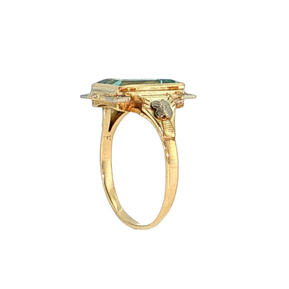1.65 Antique Art Deco Aquamarine Cocktail Ring 14k
