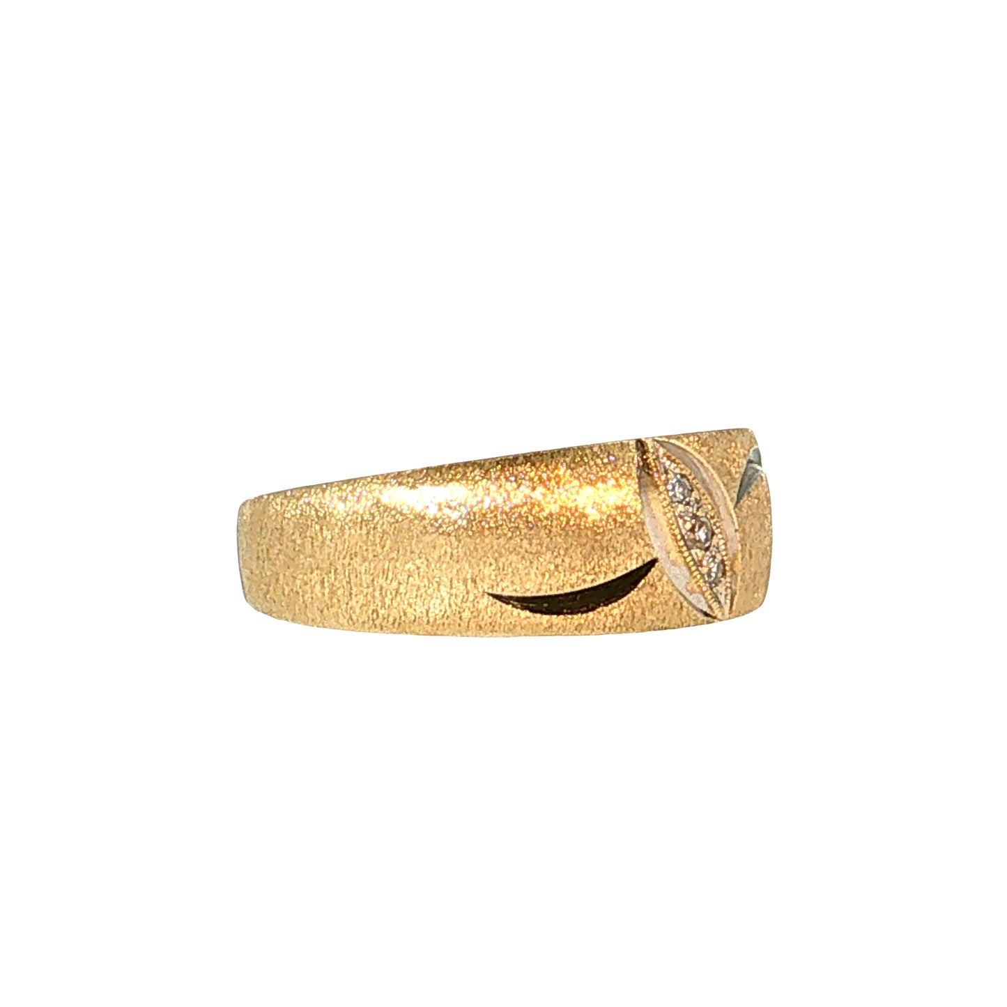 Vintage Mid-Century Diamond Three Stone Wedding Band 14k