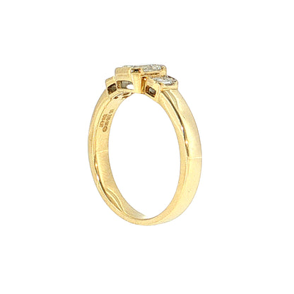 .73 Emerald Cut Diamond Three Stone Ring 14k Yellow Gold