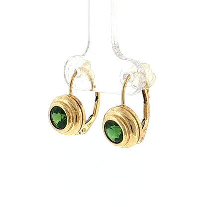 1.30 Green Sapphire Drop Earrings 14k Yellow Gold