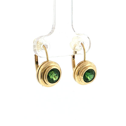 1.30 Green Sapphire Drop Earrings 14k Yellow Gold