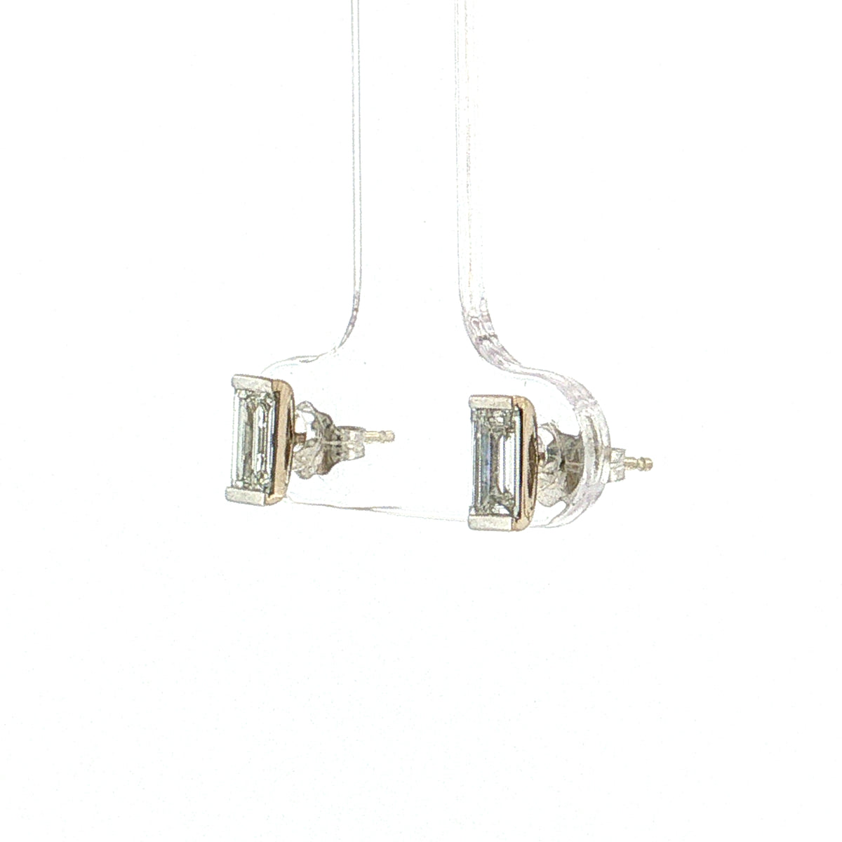.64 Baguette Diamond Stud Earrings 18k White Gold
