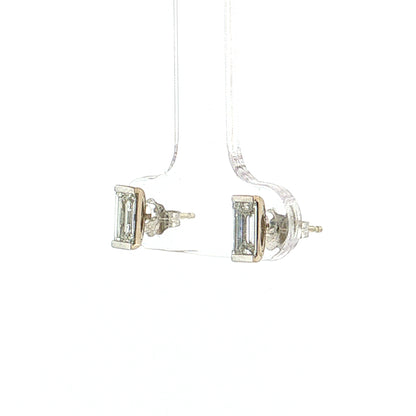 .64 Baguette Diamond Stud Earrings 18k White Gold