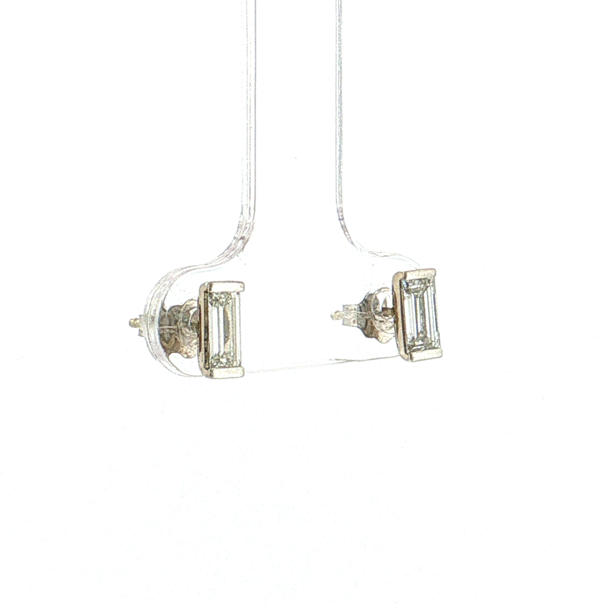 .64 Baguette Diamond Stud Earrings 18k White Gold
