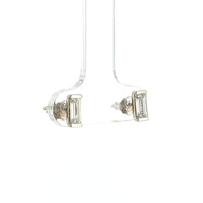 .64 Baguette Diamond Stud Earrings 18k White Gold