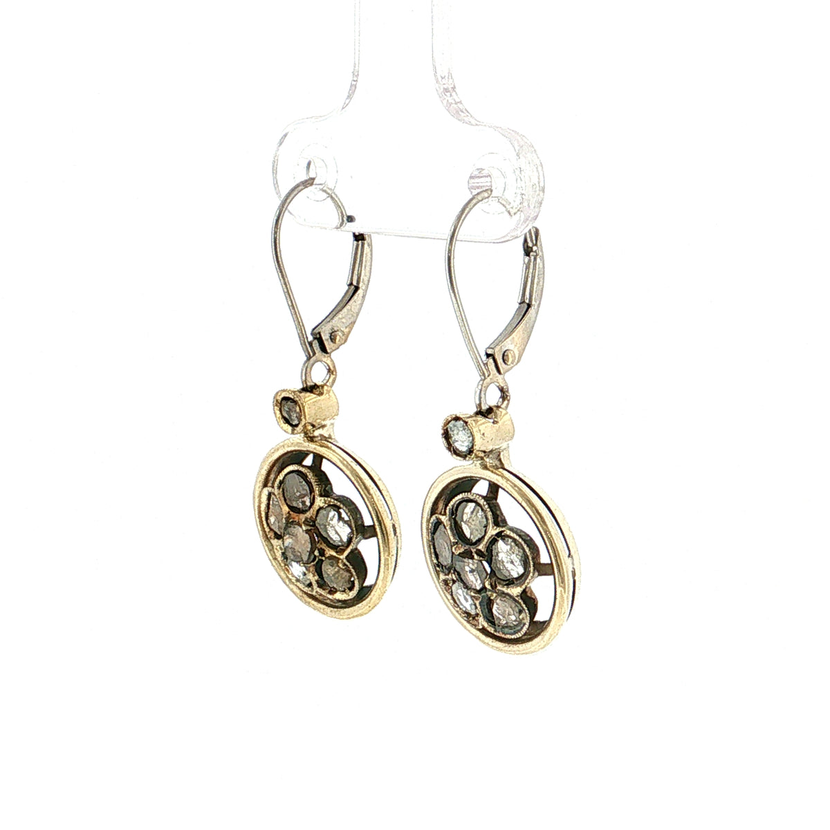 .64 Antique Edwardian Diamond Drop Earrings Two-Tone 14K