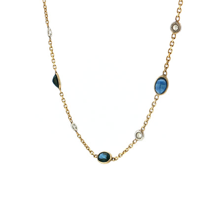 6.30 Oval Sapphire & Diamond Necklace 14k Yellow Gold