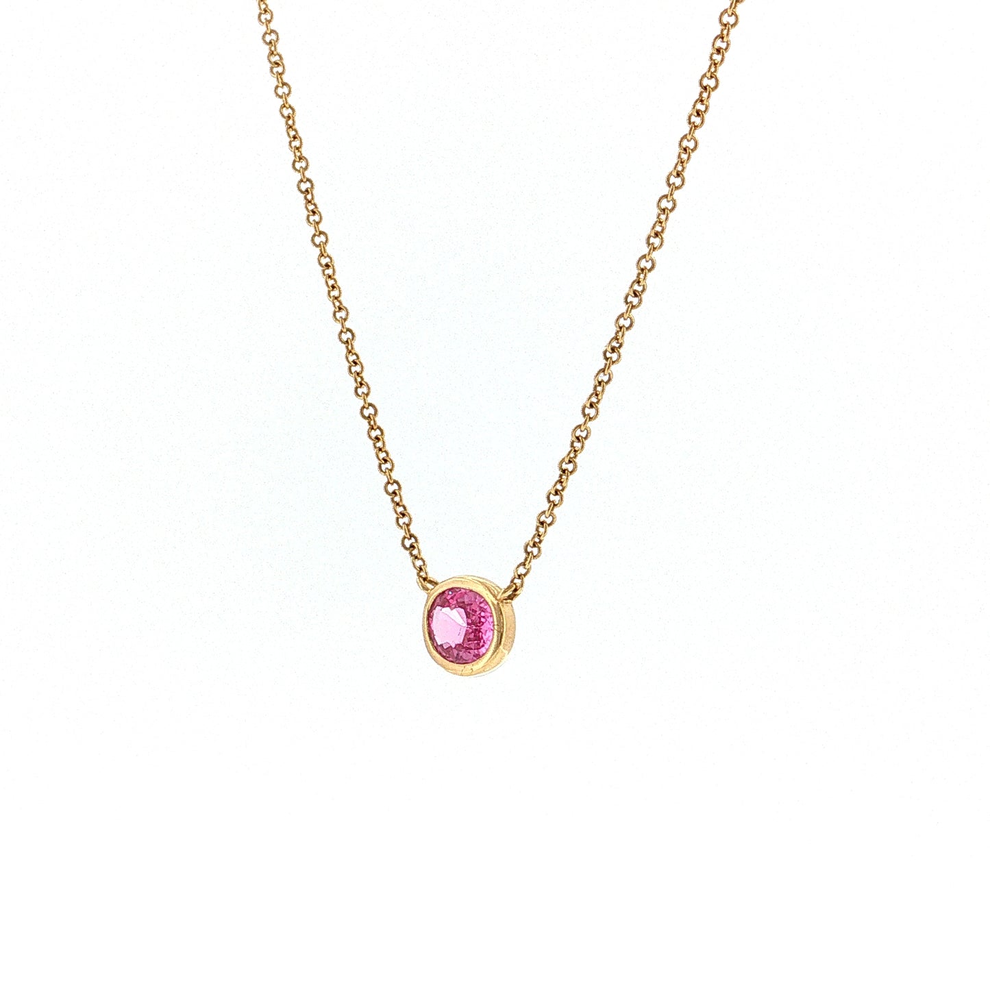 .71 Oval Pink Sapphire Pendant Necklace 14k Yellow Gold