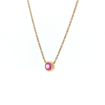 .71 Oval Pink Sapphire Pendant Necklace 14k Yellow Gold