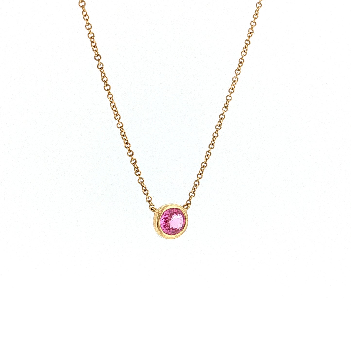 .71 Oval Pink Sapphire Pendant Necklace 14k Yellow Gold