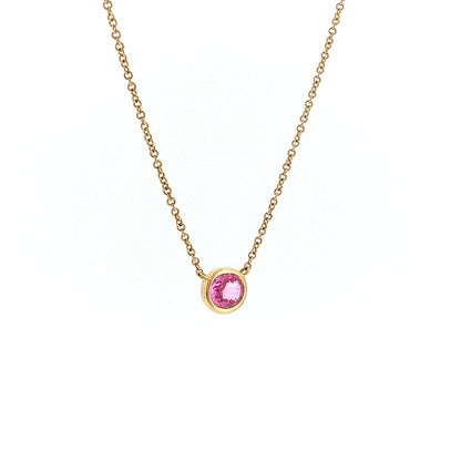 .71 Oval Pink Sapphire Pendant Necklace 14k Yellow Gold