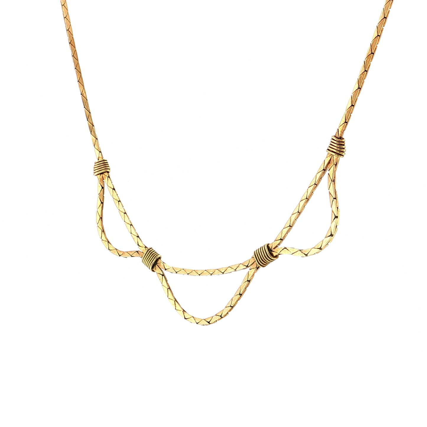 17" Triangle Link Box Chain Necklace 14k Yellow Gold